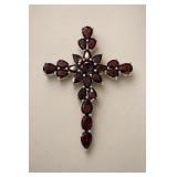 Sterling Silver Garnet Cross Pendant
