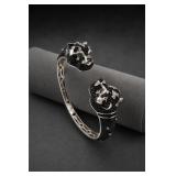 Sterling Silver Black Spinel Panther Cuff 25.3g