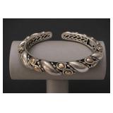 JAI Sterling Silver & 14K Gold Cuff Bracelet