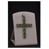 Sterling Silver Moldavite Cross Pendant