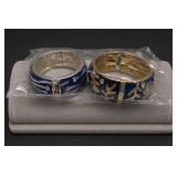 Blue Enamel Goldtone Starfish Bangle Bracelets