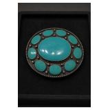 Turquoise Enameled Belt Buckle