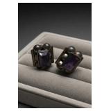 Sterling Silver Amethyst Clip-On Earrings