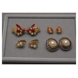 Vintage Clip-On Earrings, 4 Pairs