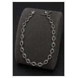 Sterling Silver Green Gemstone Tennis Bracelet