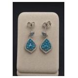 Costume Blue Rhinestone Drop Earrings