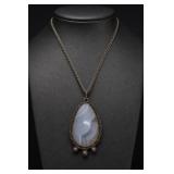 Sterling Silver Blue Lace Agate Pendant