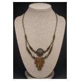 Unakite Beaded Necklace With Pendant