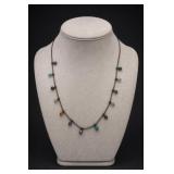 Sterling Silver Multicolor Dangle Bead Necklace