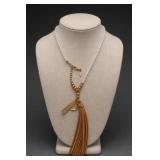 Chicos Beaded Tassel Necklace