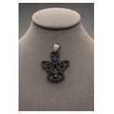 Avon Sterling Silver Angel Pendant Blue Glass