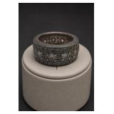 Sterling Silver Dotted Pattern Ring Size 7.5