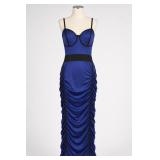 Symphony Blue Ruched Spaghetti-Strap Dress