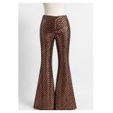 Just Polly New York Metallic Chevron Flare Pants