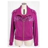 Vibrant Distressed Denim Jacket Size L