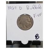 1927-D Buffalo Nickel, F-VF