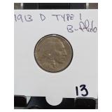 1913-D Buffalo Nickel Type 1