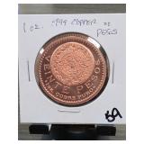 1917 Mexico 20 Pesos Tribute Copper Round