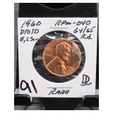1960-D Lincoln Cent, 64/65 Red, RPM-040