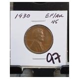 1930 Lincoln Wheat Cent, EF/AU