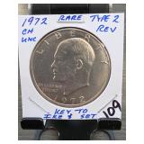 1972 Eisenhower Dollar, CH UNC, Type 2 Reverse