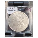 1884 Morgan Dollar, About UNC, Silver