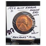 1958 Lincoln Wheat Cent, UNC, Mint Error