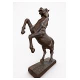 Rearing Horse Sculpture With Rectangular Base