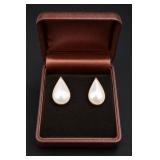 14K Gold Mabe Pearl Teardrop Earrings