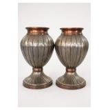 Pair Of Silver-Tone Urn-Form Vases