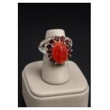 Sterling Silver Garnet & Carnelian Ring
