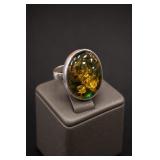 Sterling Silver Amber Ring