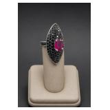 Rarities Sterling Silver Ruby & Black Spinel Ring
