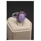 Sterling Silver Lavender Jade & Amethyst Ring