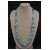 Sterling Silver Turquoise Beaded Necklace 40in