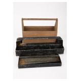 Vintage Wood Tool Caddy & Metal Toolbox
