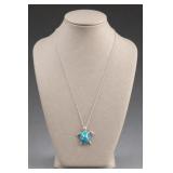 Sterling Silver Opal Sea Turtle Pendant Necklace