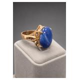 18K Gold Plate Star Sapphire Ring Sz 5