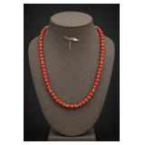 Sterling Silver Coral Bead Necklace