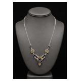 Sterling Silver India Blue & Yellow Necklace