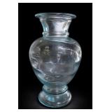 Aqua Glass Pedestal Vase