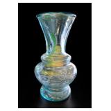 Aqua Glass Pedestal Vase