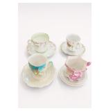 Mixed Decorative Cup & Saucer Sets, 4 Sets
