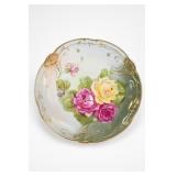 12-Inch Floral Ceramic Plate With C.T. Mark