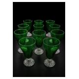 Green Glass Goblet Set