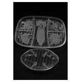 Tiara Glass Etched Divided Relish Dish & Platter