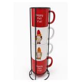 Fall Gnome Stackable 4-Mug Set With Rack