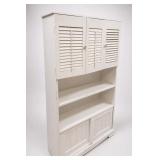 White Louvered Hutch Cabinet