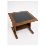 Mid-Century Side Table With Black Inset Top
