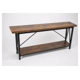 Wood Top Metal Console Table With Lower Shelf